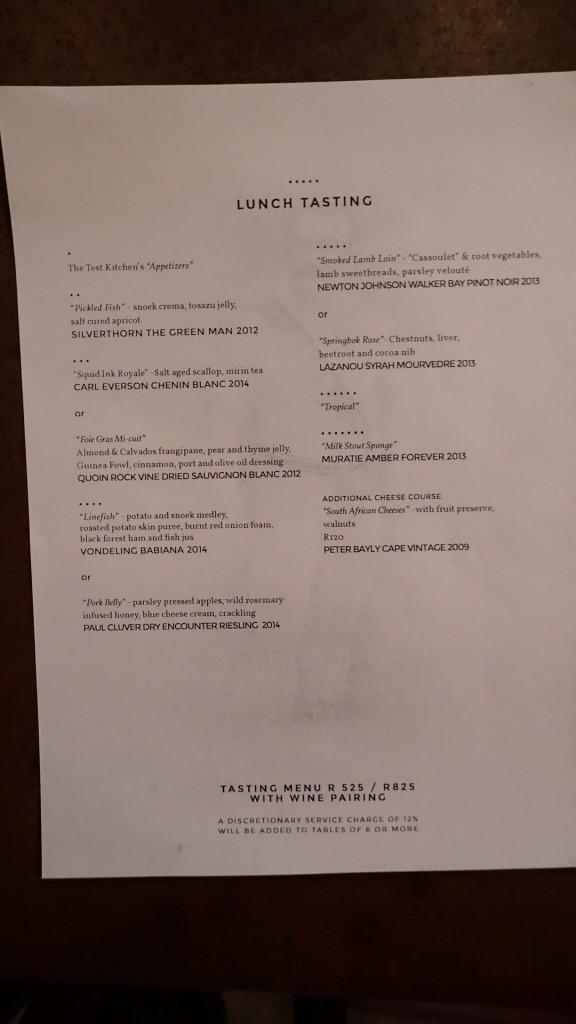 the tasting menu (click for a larger version)