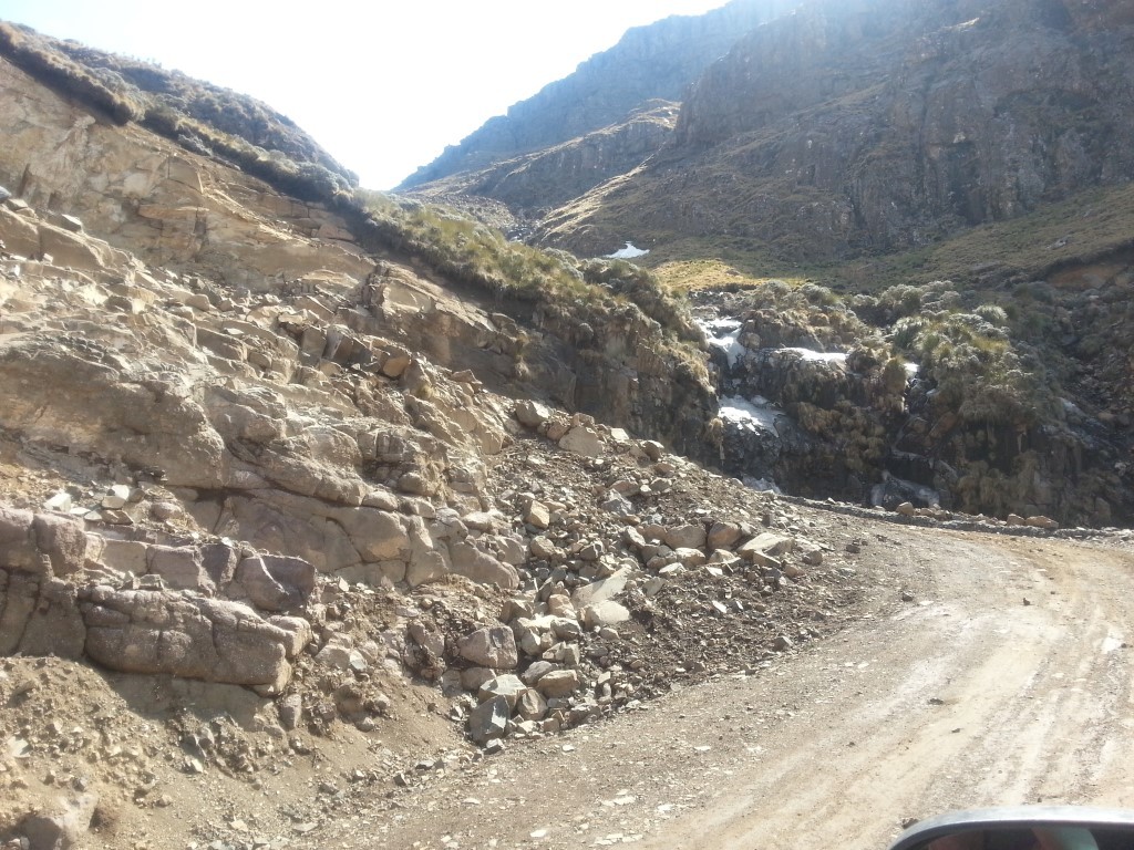 working up the hairpin bends on Sani Pass
