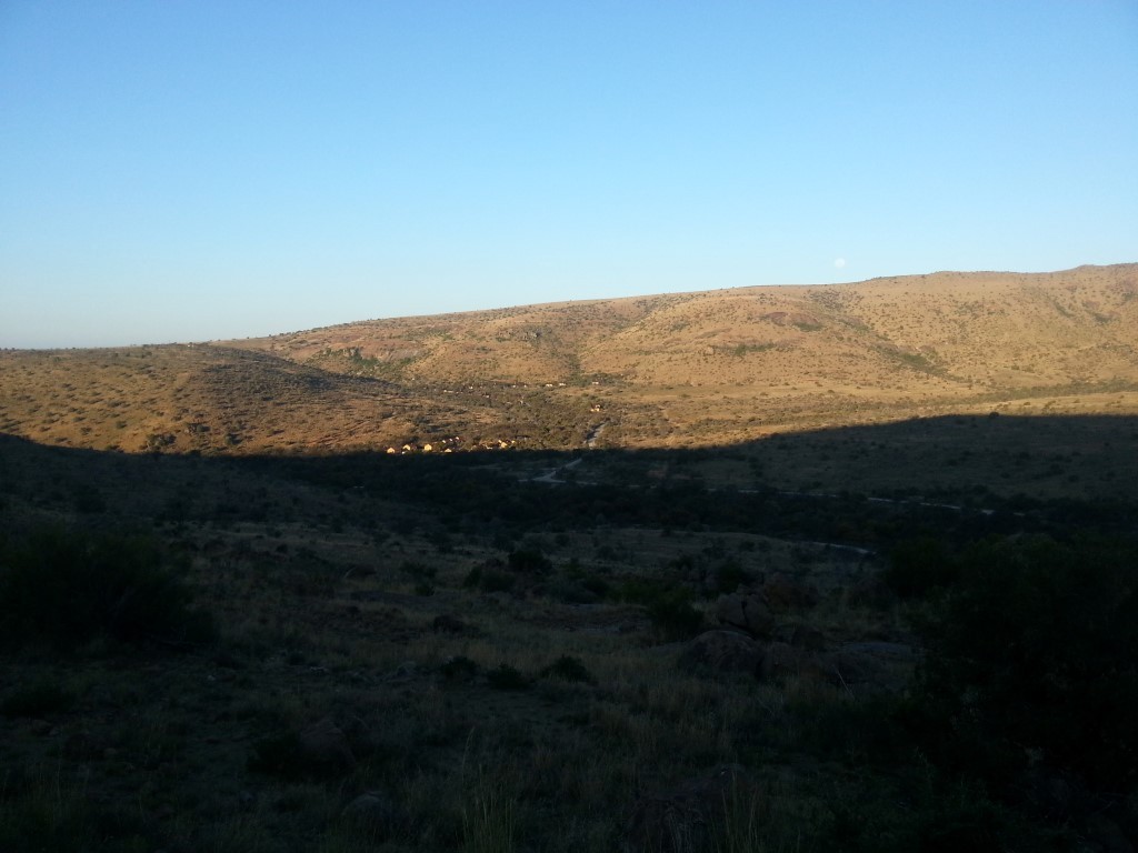 Sun setting over the rest camp at Mountain Zebra Park