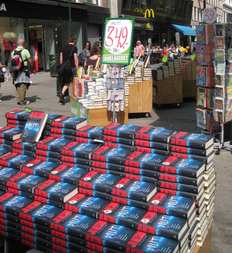 Jo Nesbo's latest book on sale in Oslo, but don't worry its on special, normally A$80, but now a steeply discounted A$70