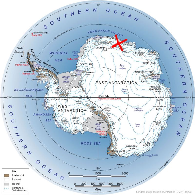 Where we would be in Anarctica if we were the same distance South as we are north at Nordkapp