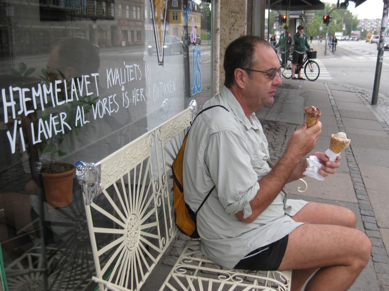 Eating Waffle cone ice cream in copenhagen