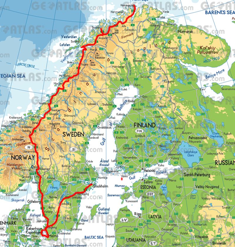 Our route from Stockholm to Nordkapp Norway